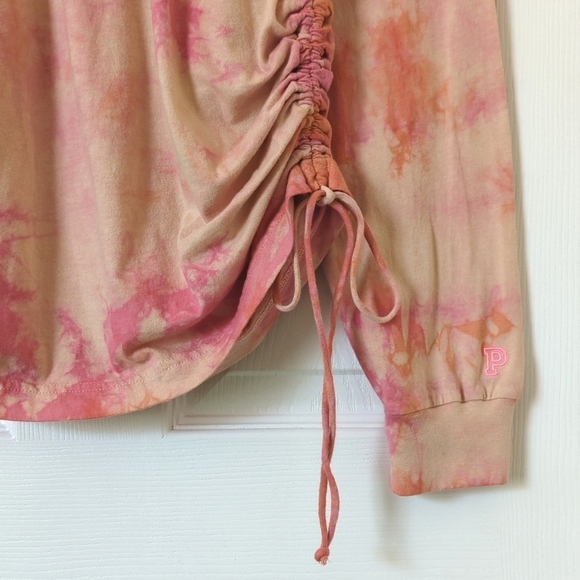 Pink Victoria's Secret Campus Tie Dyed Cinched Side Long Sleeve Crewneck Tee M - Picture 9 of 13